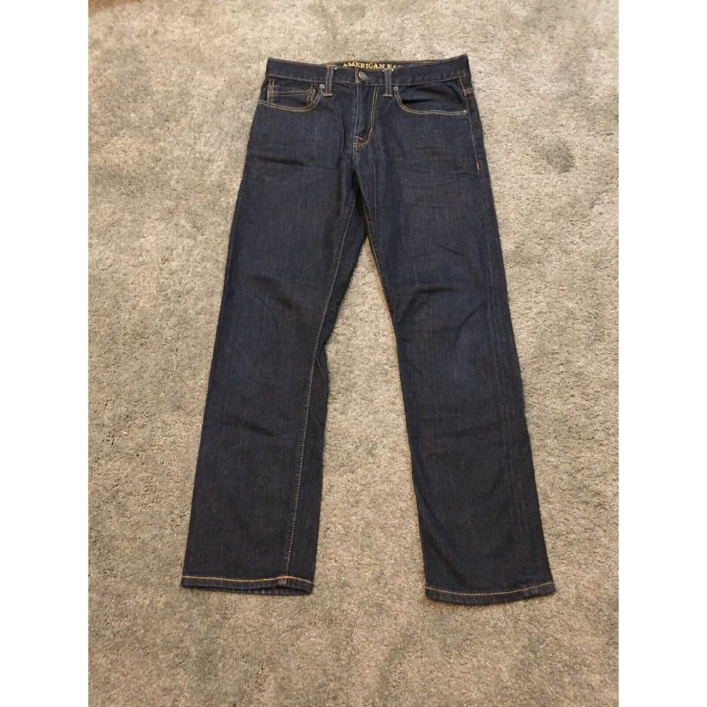 American Eagle Slim Fit Jeans Mens Size 28x28 Dark Wash Denim Casual Cotton Flex